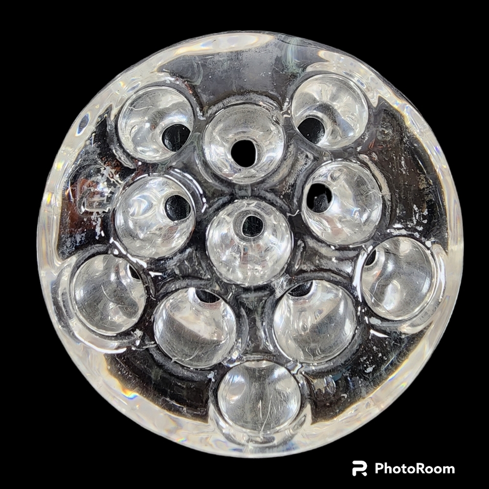 VINTAGE Clear Glass flower frog 11 holes